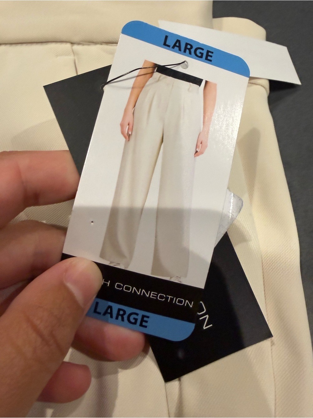 French Connection Cream Wide-Leg Pleated Trousers - Picture 2 of 4